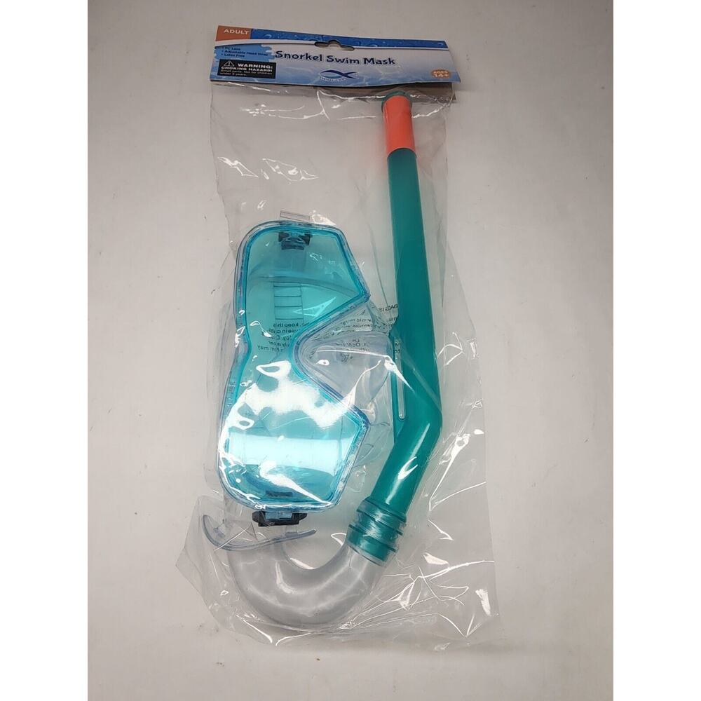 Adult Snorkel Swim Mask Adjustable Head Strap Latex Free Turquoise Swimgear